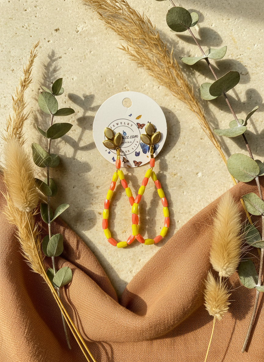 Handcrafted Beaded Floral Earrings - Lightweight Statement Jewelry