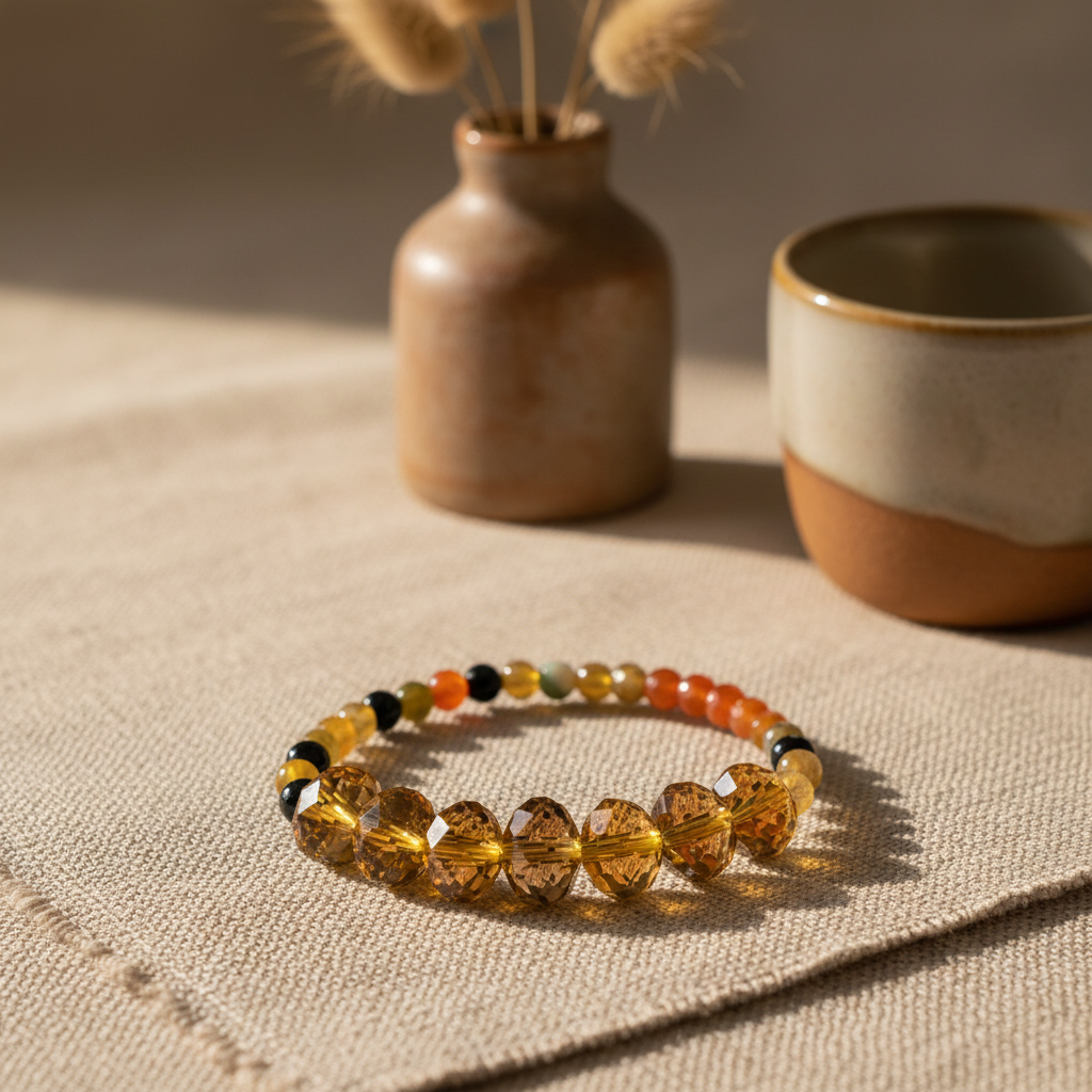 Agate Stretch Bracelet - Multicolor Brown Black Green