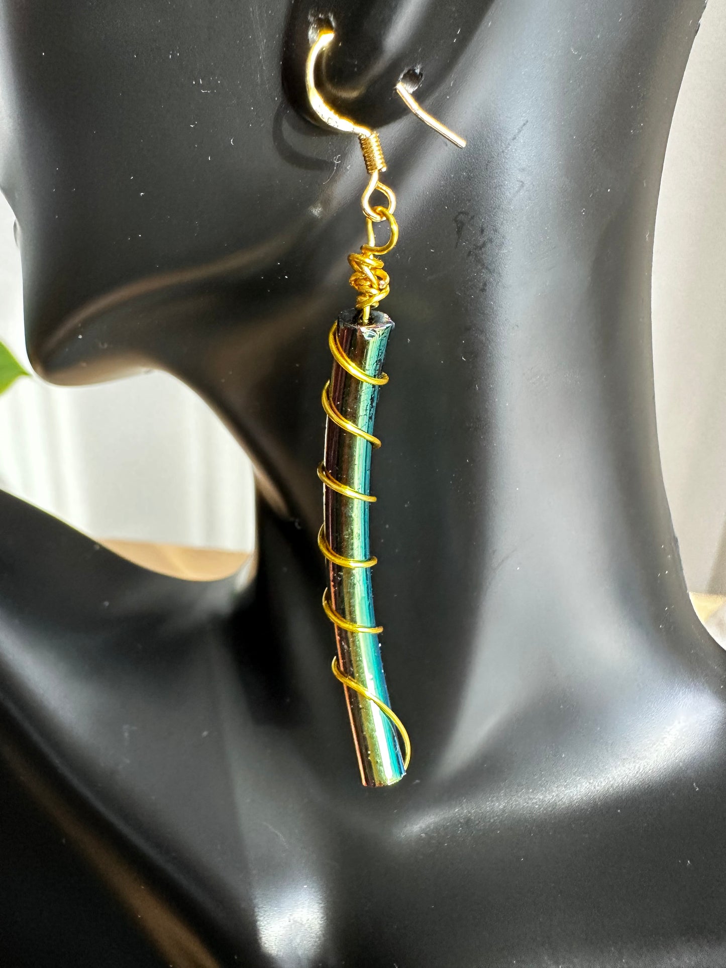 Eye Candy Earrings - Hematite 24K Gold Plated Wire Wrapped