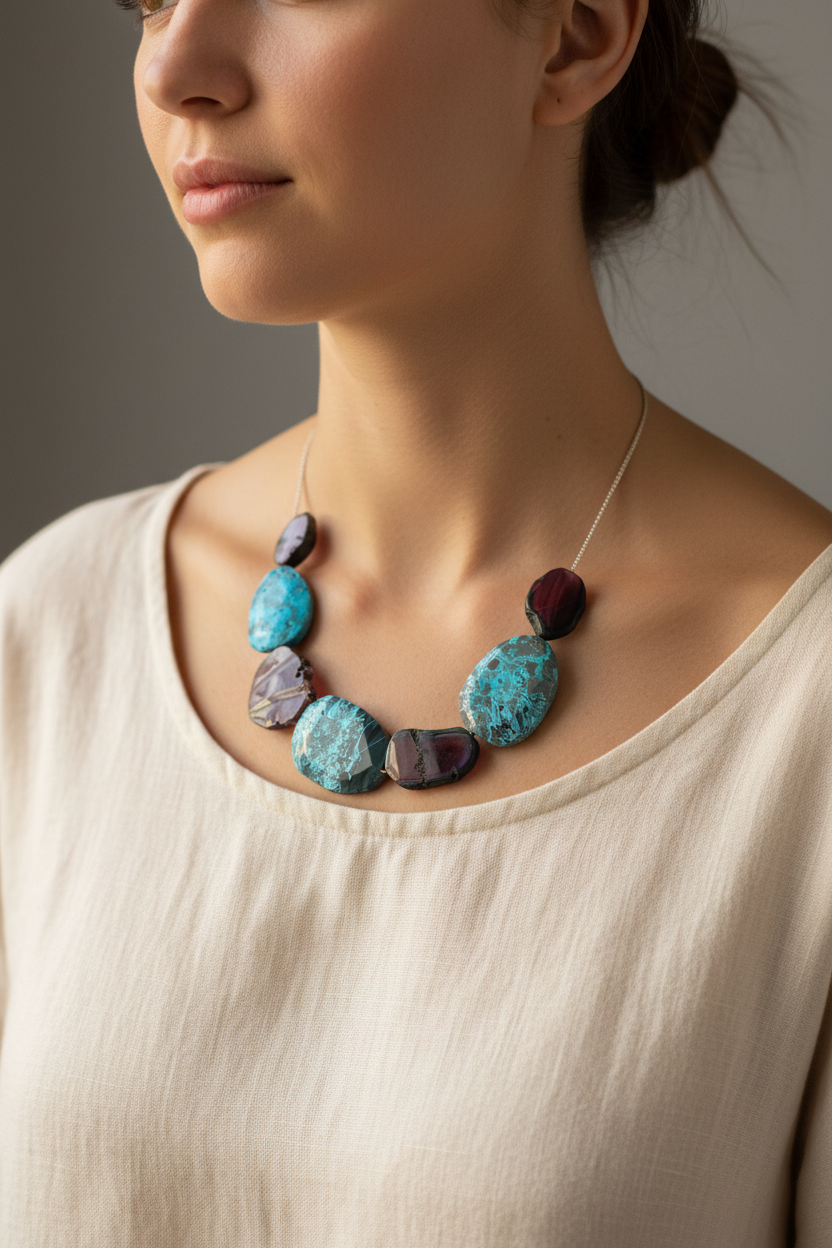 Regime Collection - Strawberry Agate Ocean Jasper Necklace OOAK