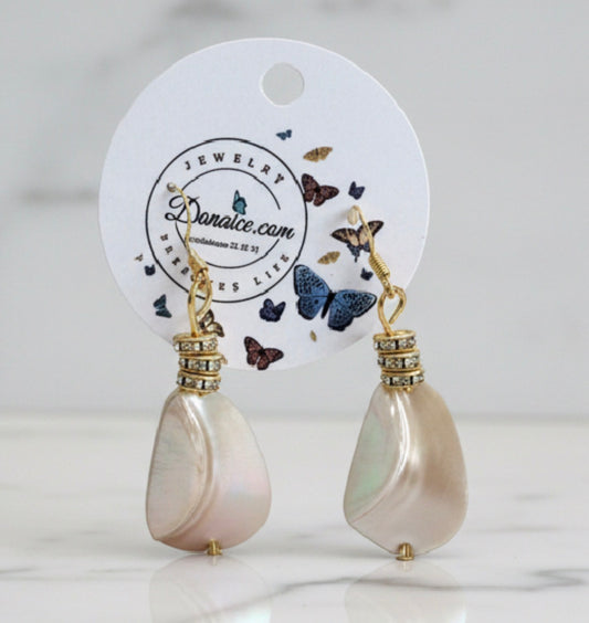Seashell Rhinestone Earrings | 14K Gold Plated | One of a Kind