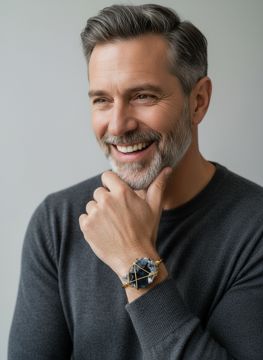 Botswana Agate Bangle - Sterling Silver Bracelet 7-7.5"