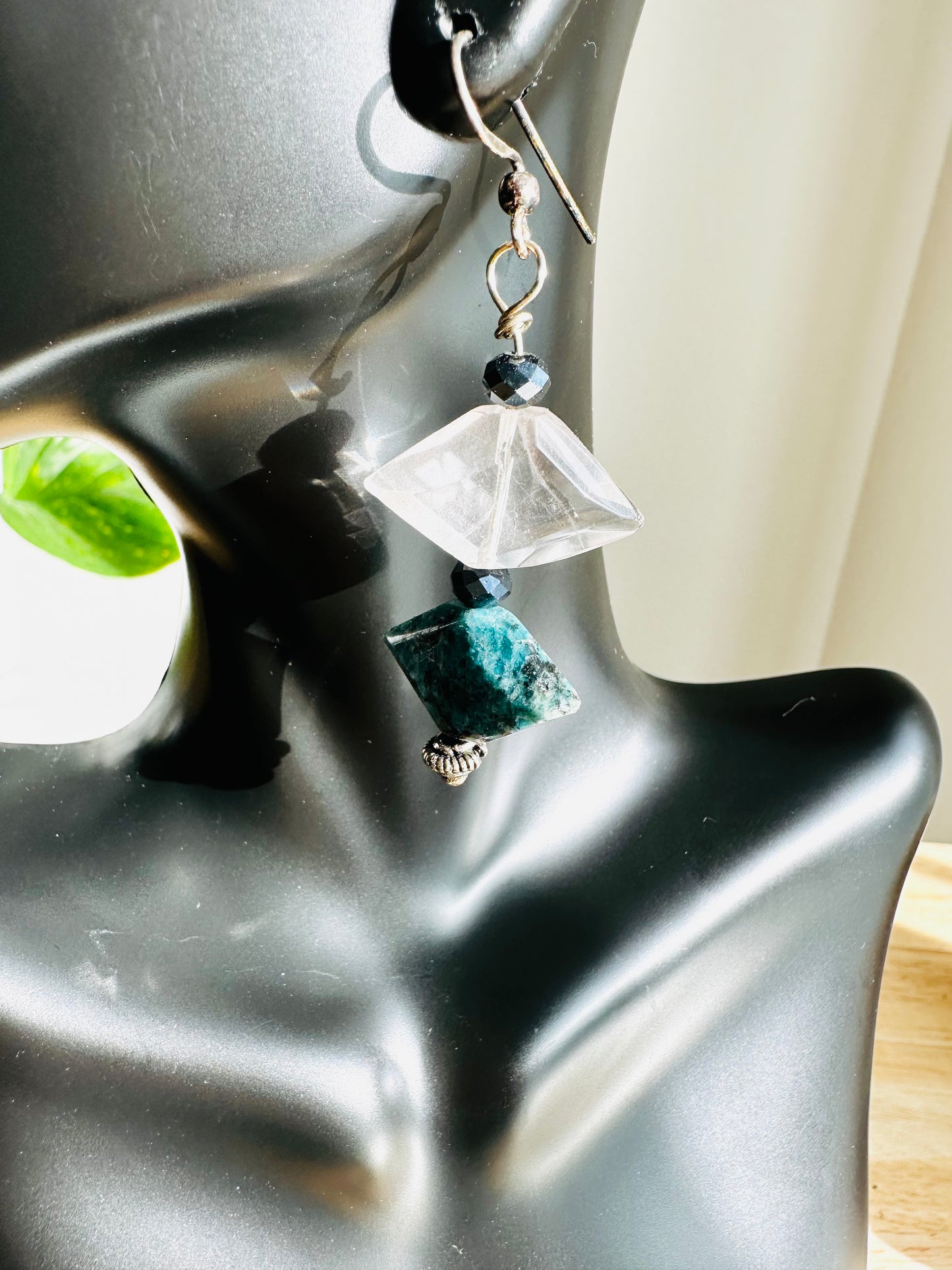Apatite Quartz Crystal Earrings - Sterling Silver Over Copper