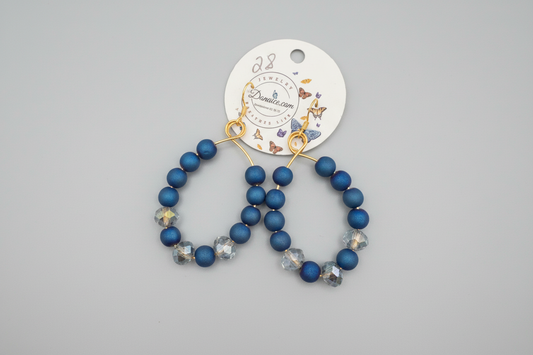 Gold Druzy Hoop Earrings - Silver Crystal 14K Gold Plated Copper