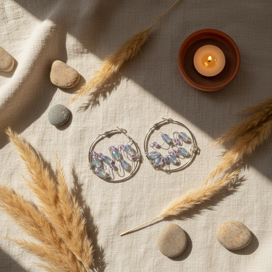 Iridescent Hoop Earrings - Sterling Silver Plated Paradise Collection