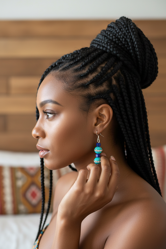 Turquoise Lapis Lazuli Earrings - Hypoallergenic Silver Plated