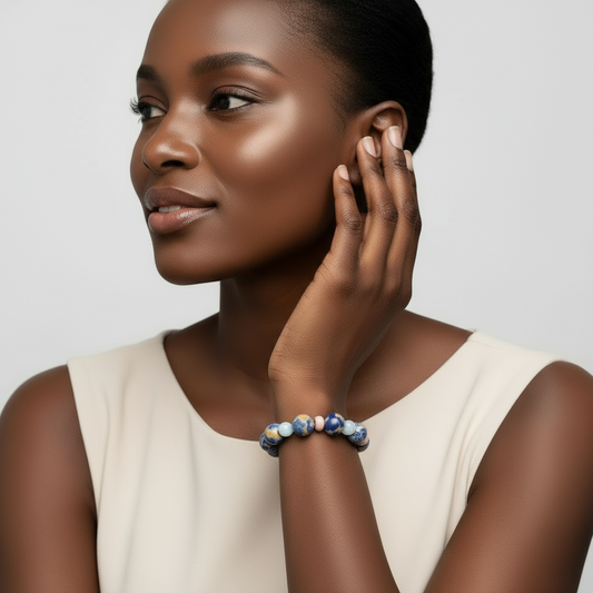 Sodalite African Opal Bracelet - Blue Orange Ocean Inspired