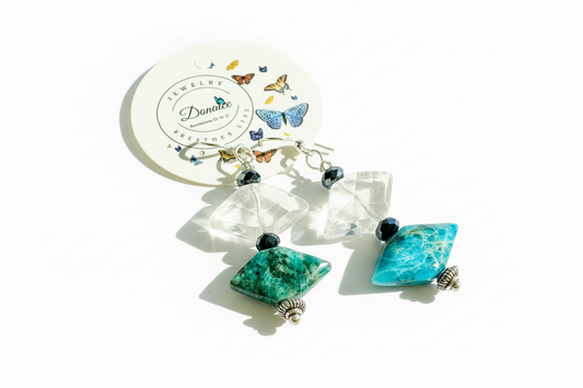 Apatite Quartz Crystal Earrings - Sterling Silver Over Copper