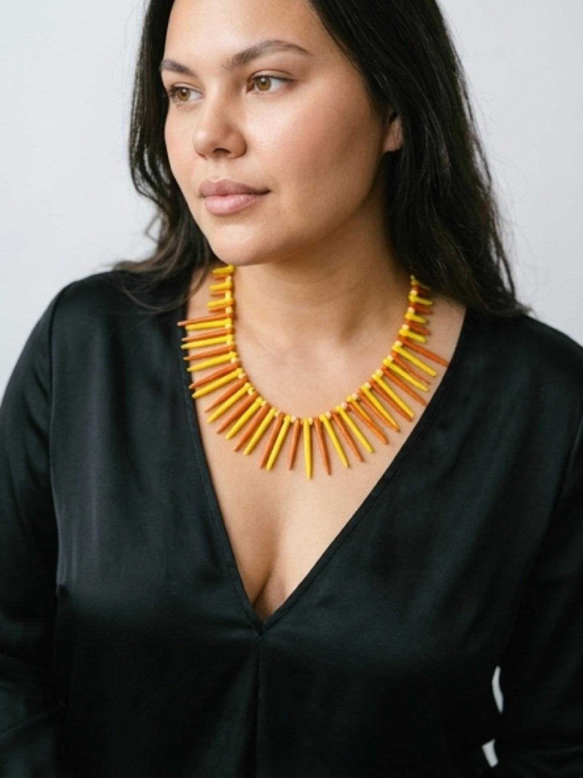 Sunburst Spike Statement Necklace | Yellow & Orange Howlite Fan Collar | Bohemian In Me