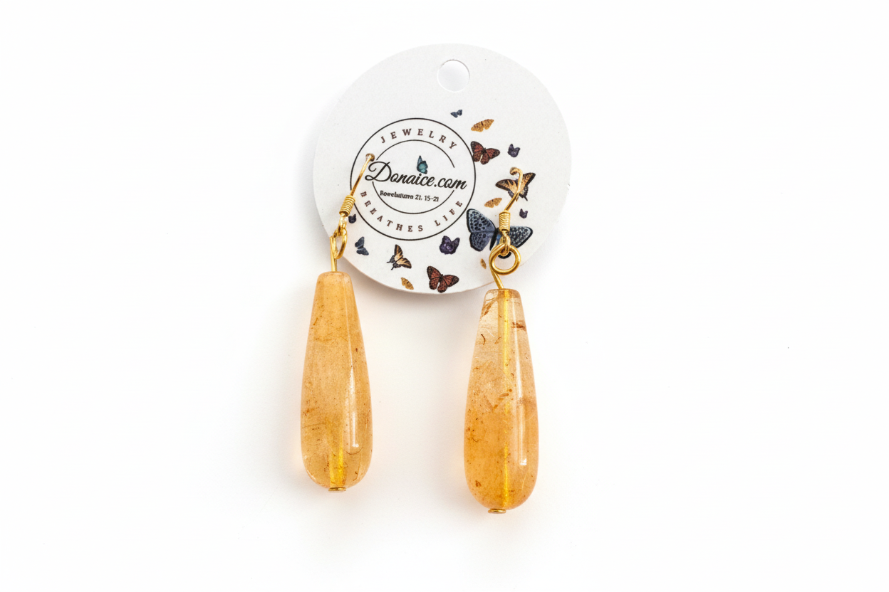 Citrine Earrings 14K Gold Plated Over Copper - Natural Gemstone