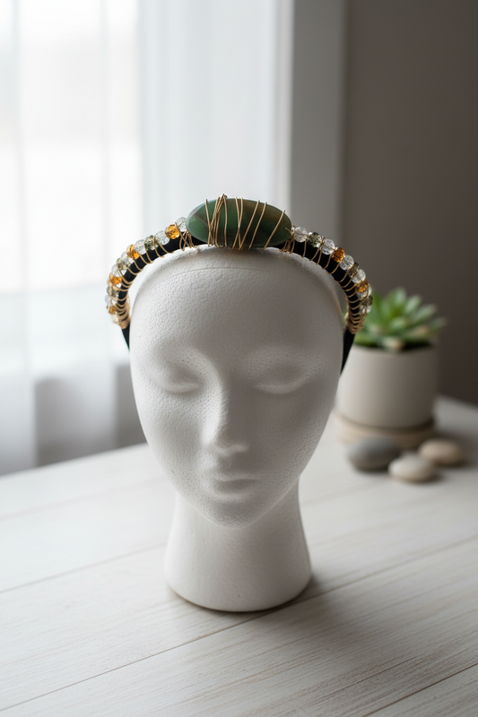 Halo Collection | Jade & Crystal Headband | One of a Kind