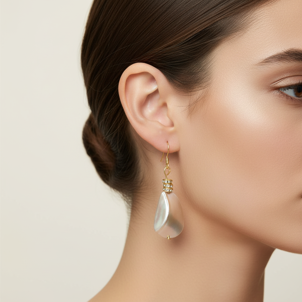 Seashell Rhinestone Earrings | 14K Gold Plated | One of a Kind
