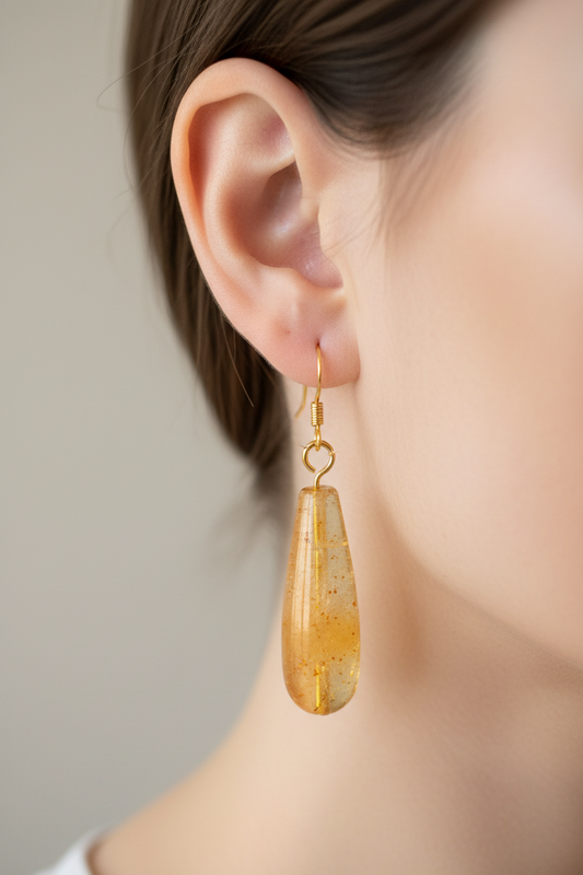 Citrine Earrings 14K Gold Plated Over Copper - Natural Gemstone