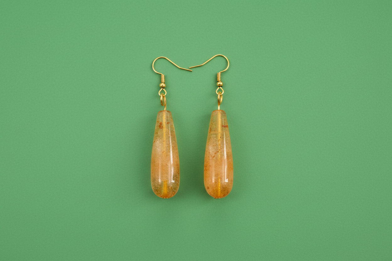 Citrine Earrings 14K Gold Plated Over Copper - Natural Gemstone