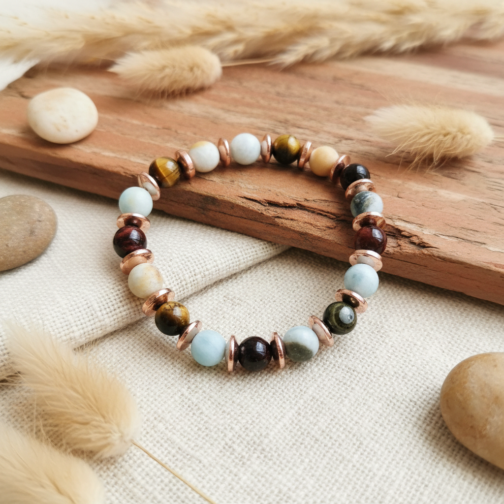 Tiger's Eye Blue African Opal Hematite Bracelet - 7" Bold