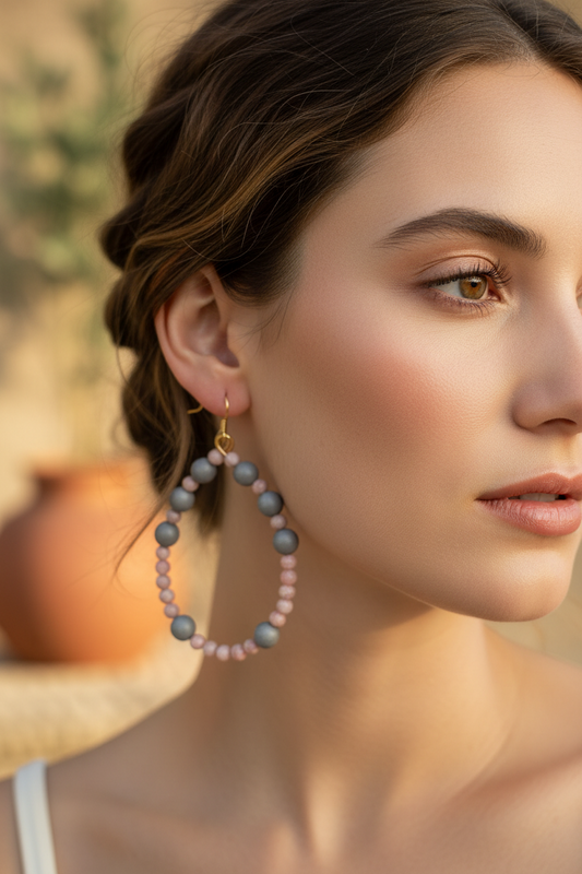 Druzy Quartz and Opal Earrings - Handcrafted Gemstone Jewelry