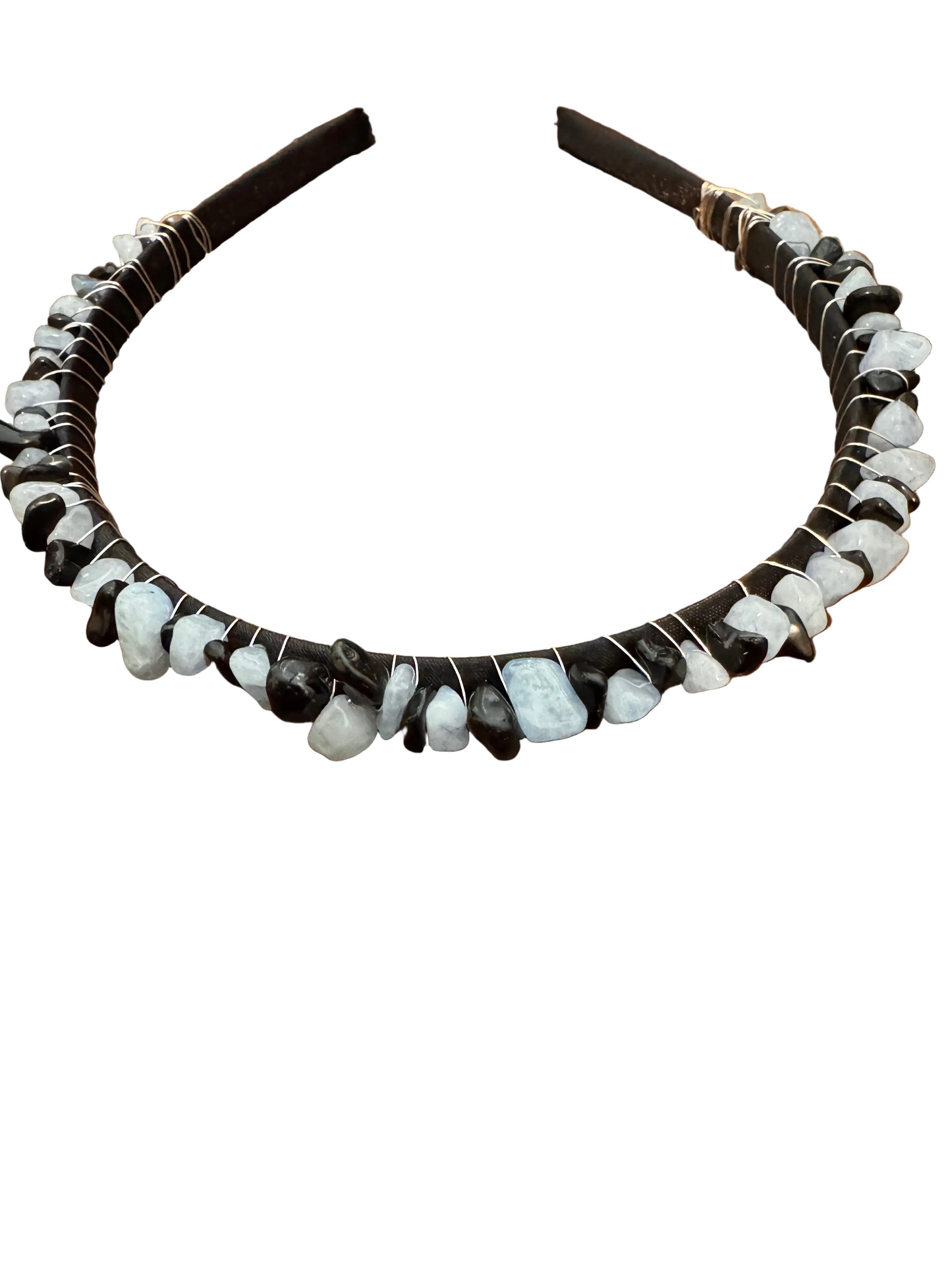 Halo Collection | Onyx & Blue Lace Agate Headband | One of a Kind