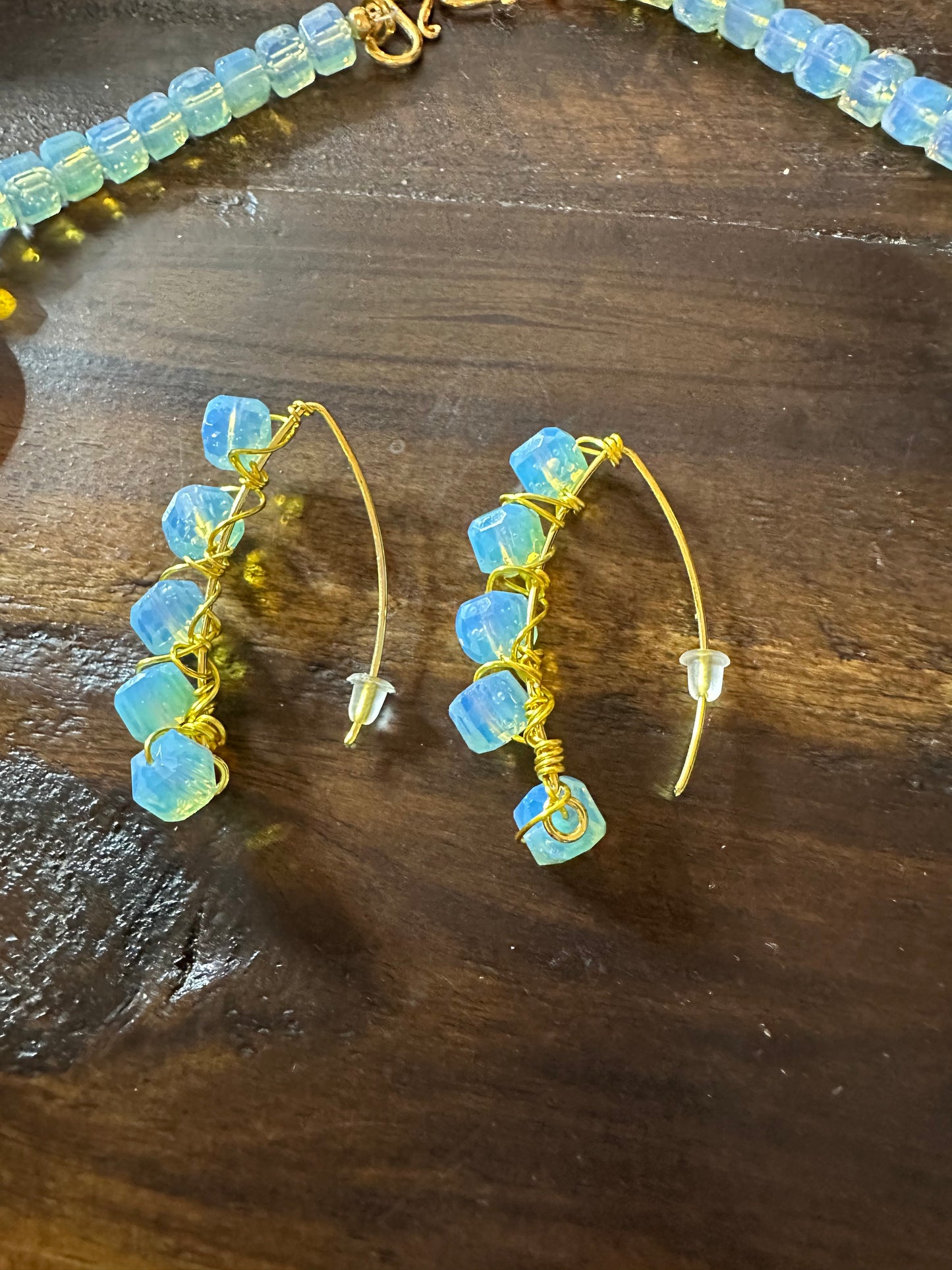 Mother of Pearl & Opalite Necklace & Earrings Set - Paradise Collection