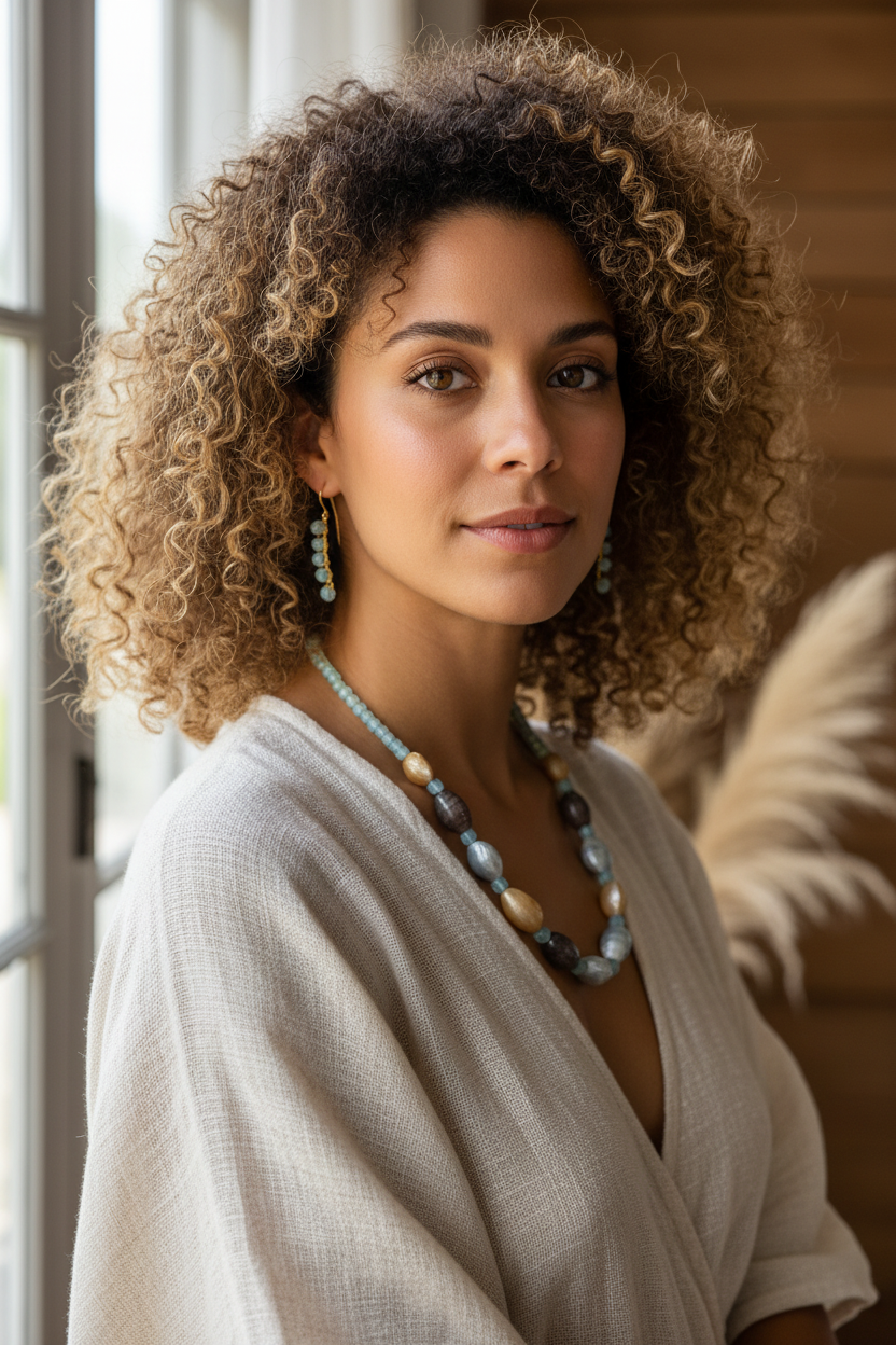 Mother of Pearl & Opalite Necklace & Earrings Set - Paradise Collection