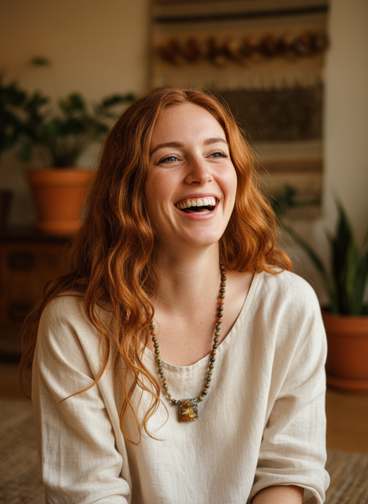 Picture Jasper Agate Hematite Necklace - 24K Gold Fill Clasp