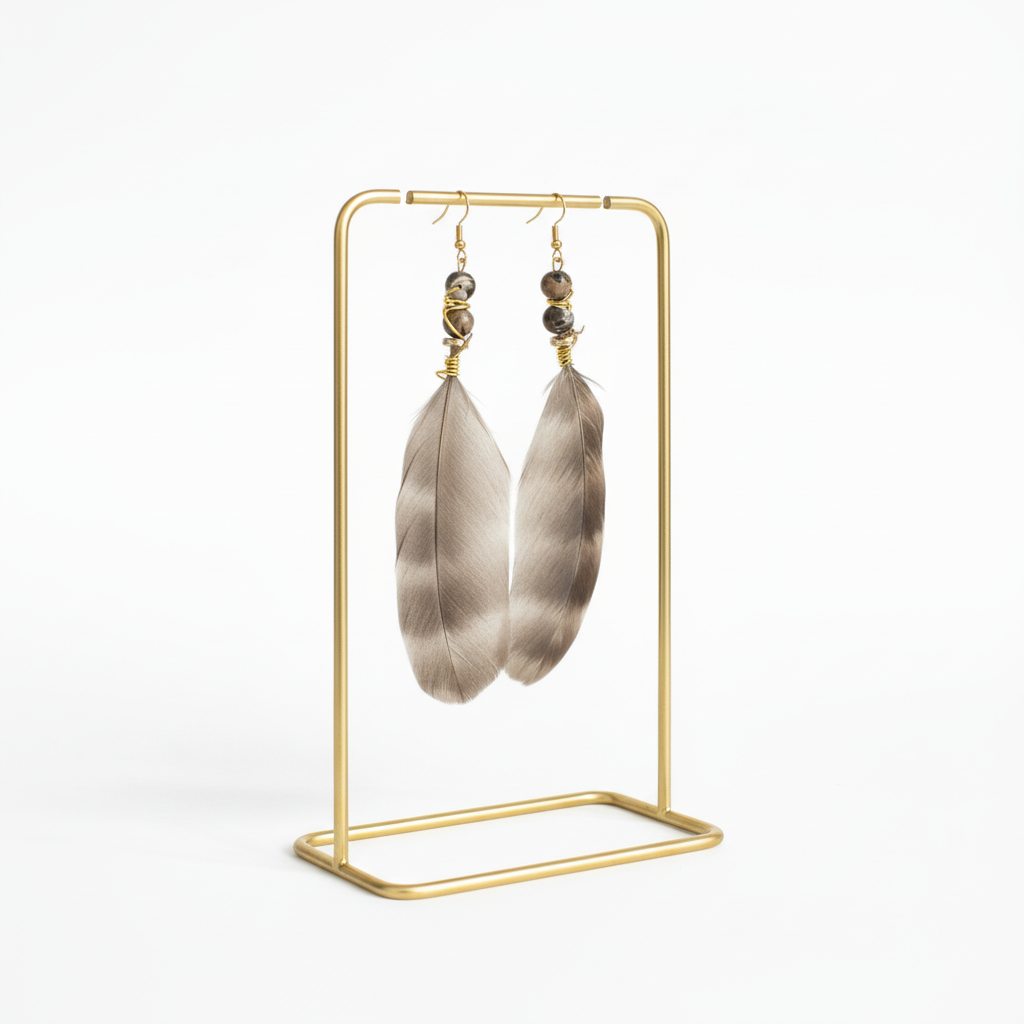 Handmade Mother of Pearl Feather Earrings - Resin Art Bohemian Jewelry