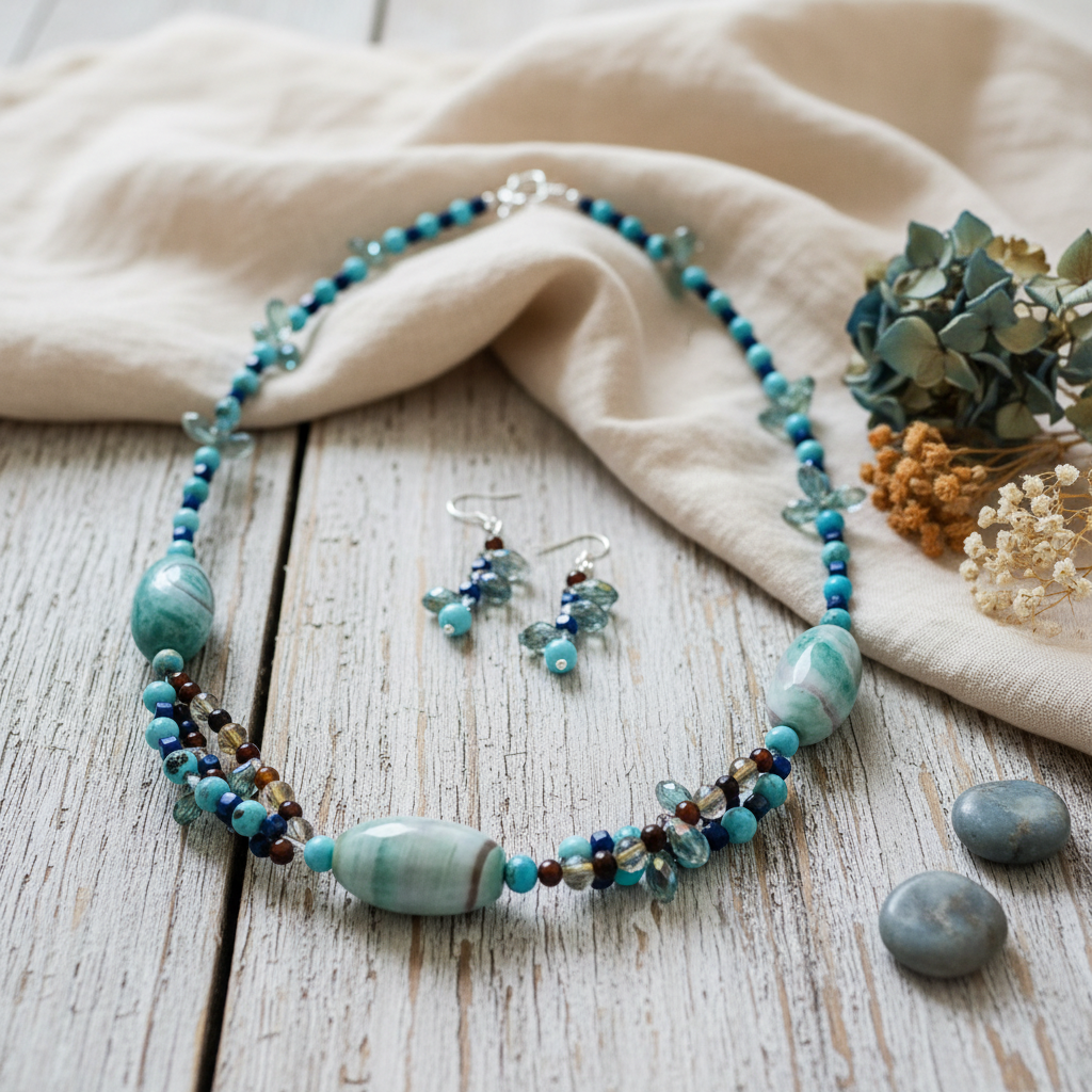 Paradise Multi-Stone Necklace & Earring Set - 25" Boardroom to Beach