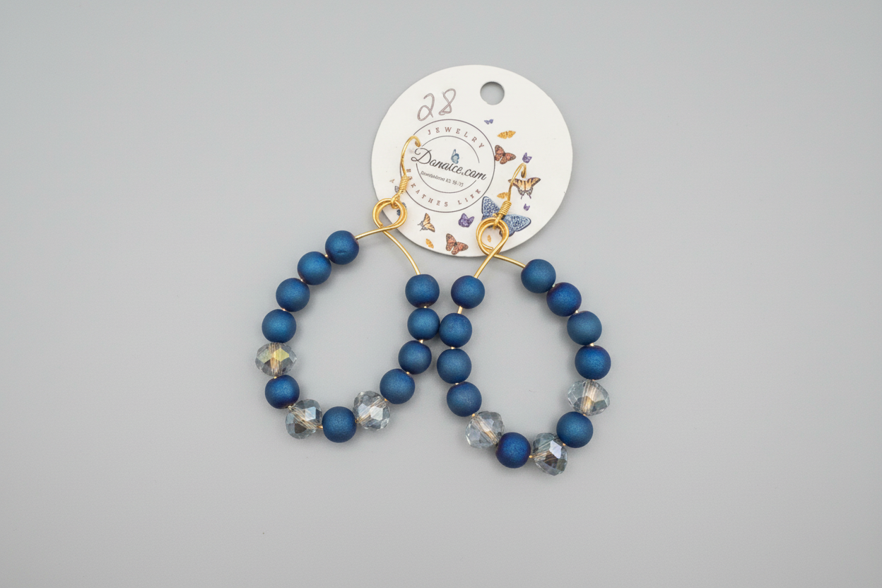 Gold Druzy Hoop Earrings - Silver Crystal 14K Gold Plated Copper