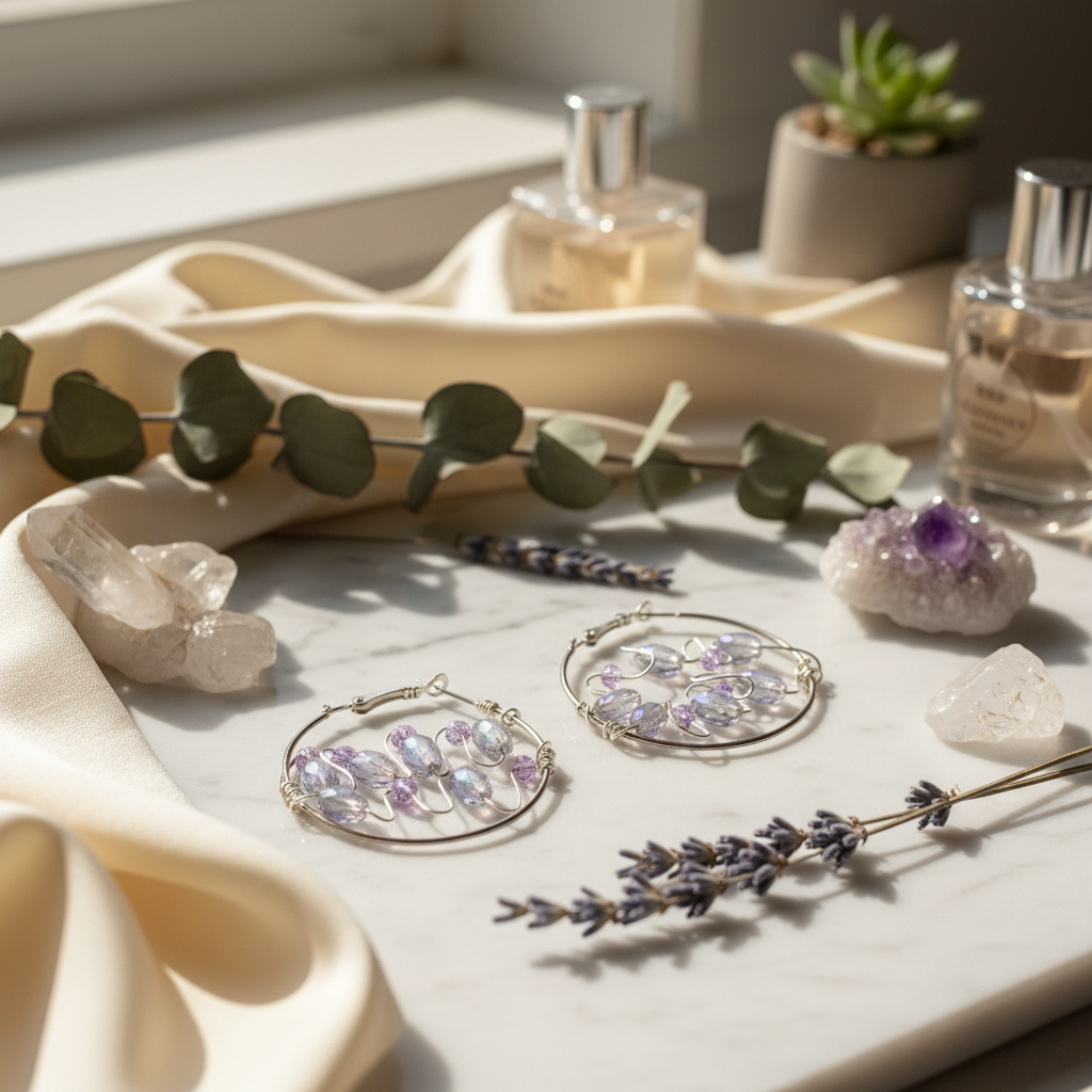 Iridescent Hoop Earrings - Sterling Silver Plated Paradise Collection