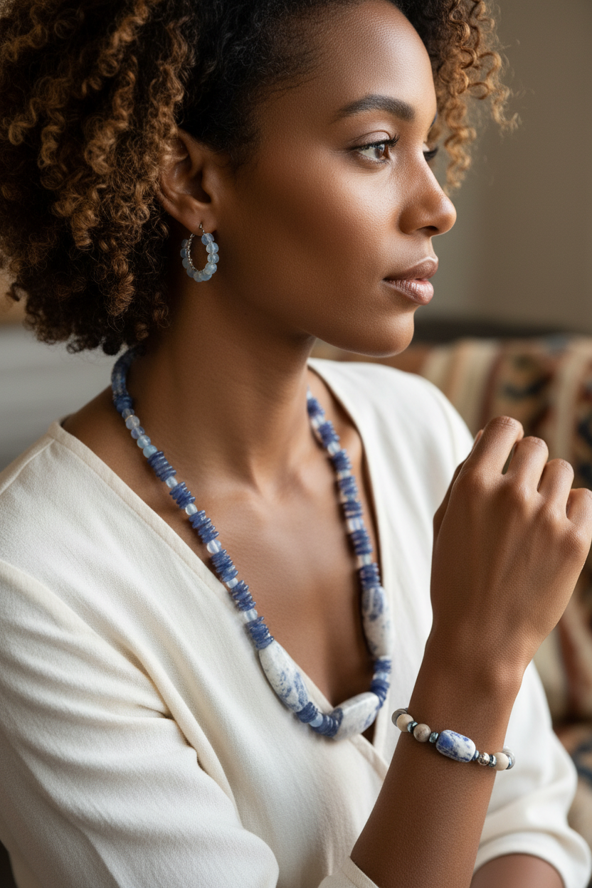 Sodalite, Aquamarine & Opalite Jewelry Set | Bohemian In Me |
