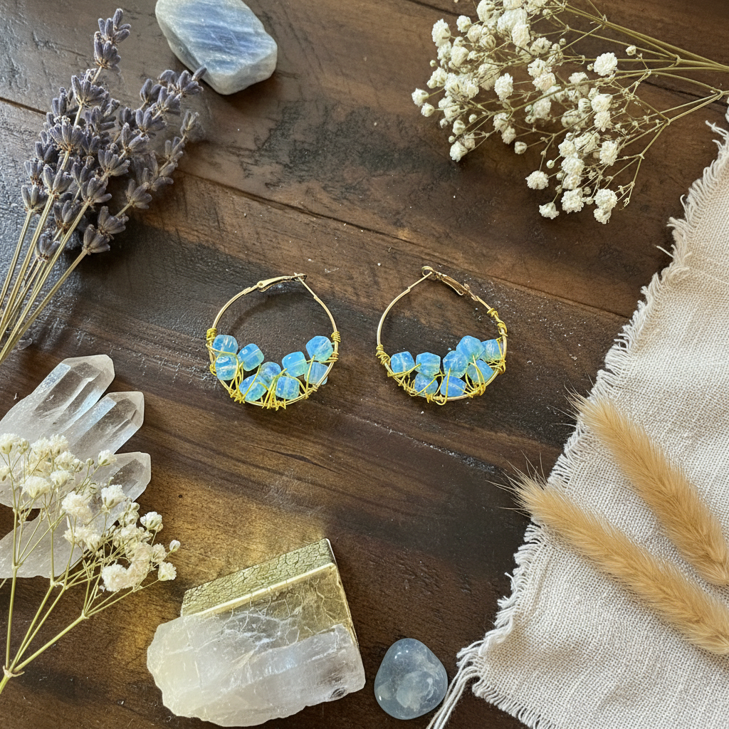 Opalite Earrings - Silver Plated