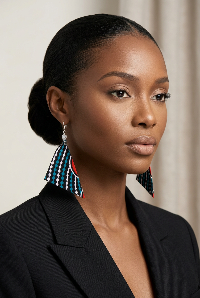 Teal Rhythm Triangle Statement Earrings