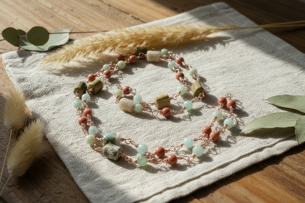 Jasper Goldstone Necklace - Adjustable Up to 40 Inches