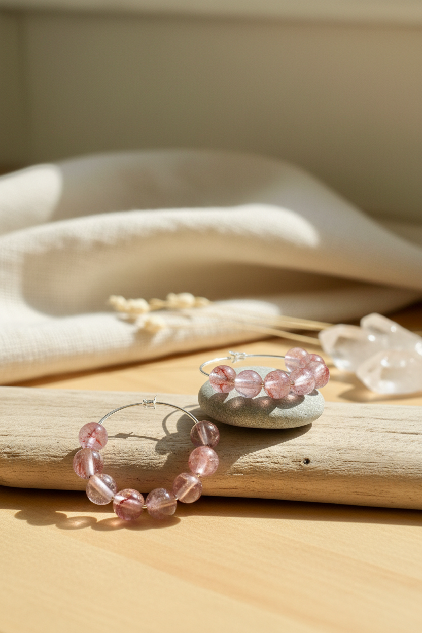 Amethyst Hoop Earrings - Sterling Silver Hypoallergenic