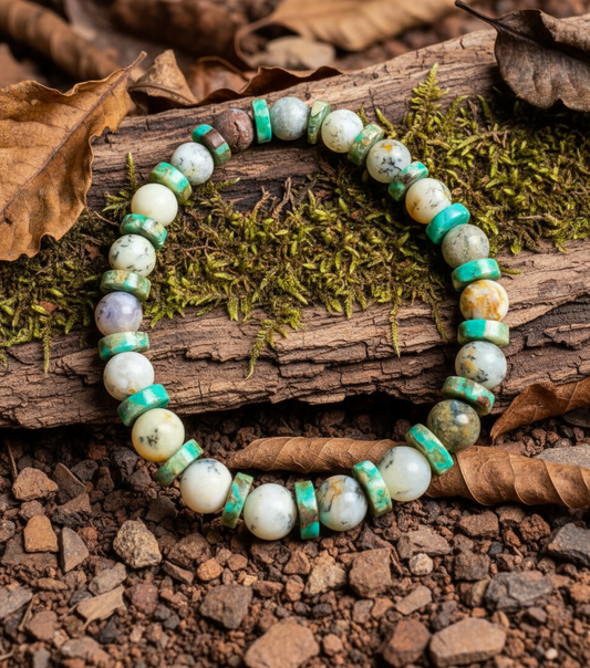 White Opal Green Jasper Bracelet - Stretch | Bohemian In Me