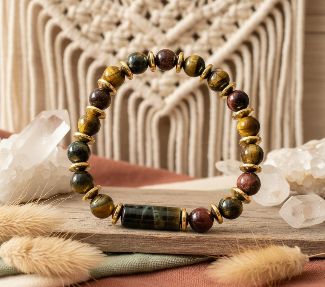 Tiger's Eye Hematite Bracelet - Stretch 7" Bold & Fierce