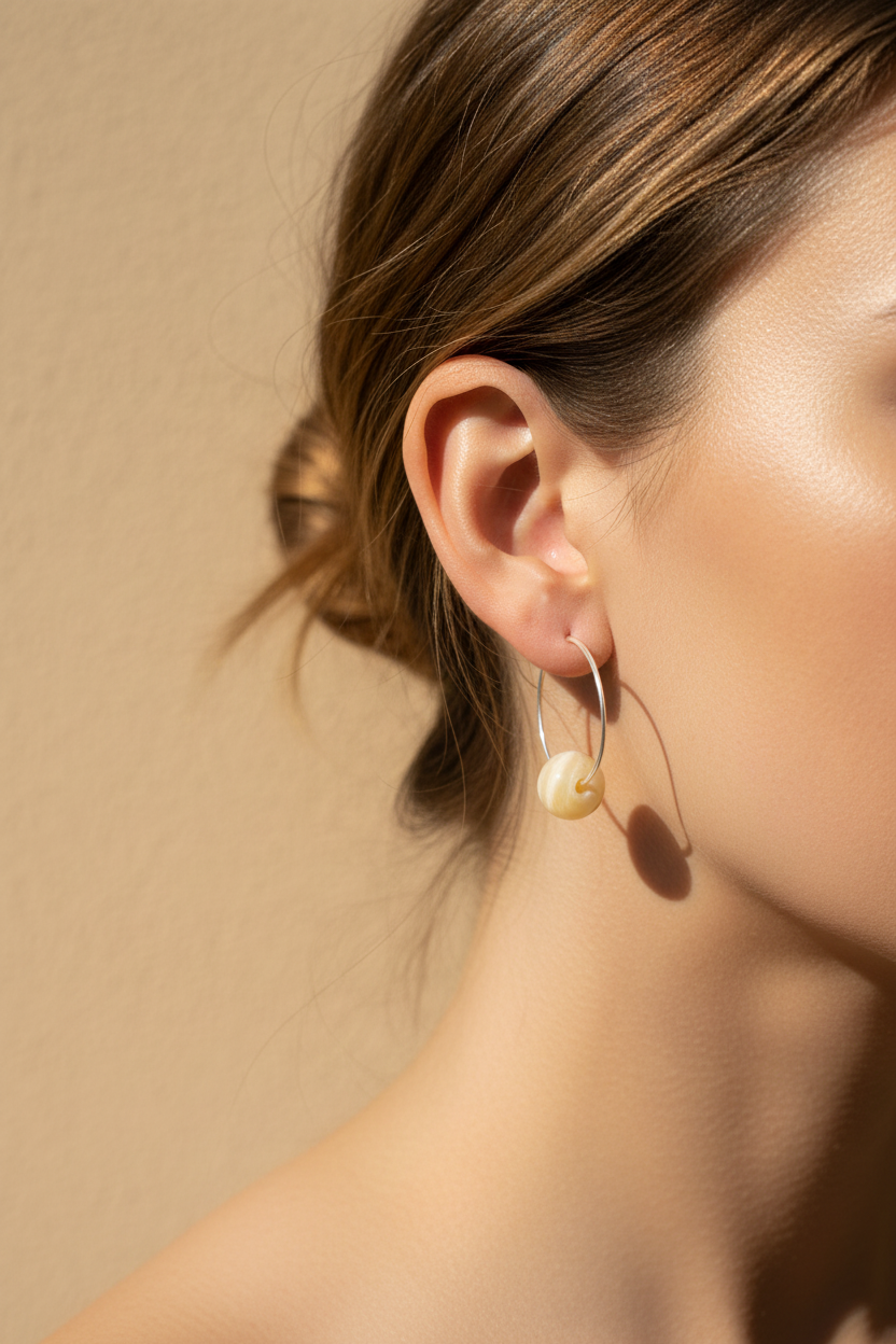 Pearl Hoop Earrings - Sterling Silver Over Copper