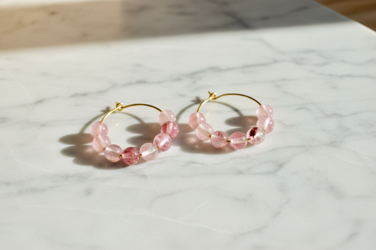 Amethyst Hoop Earrings - Sterling Silver Hypoallergenic