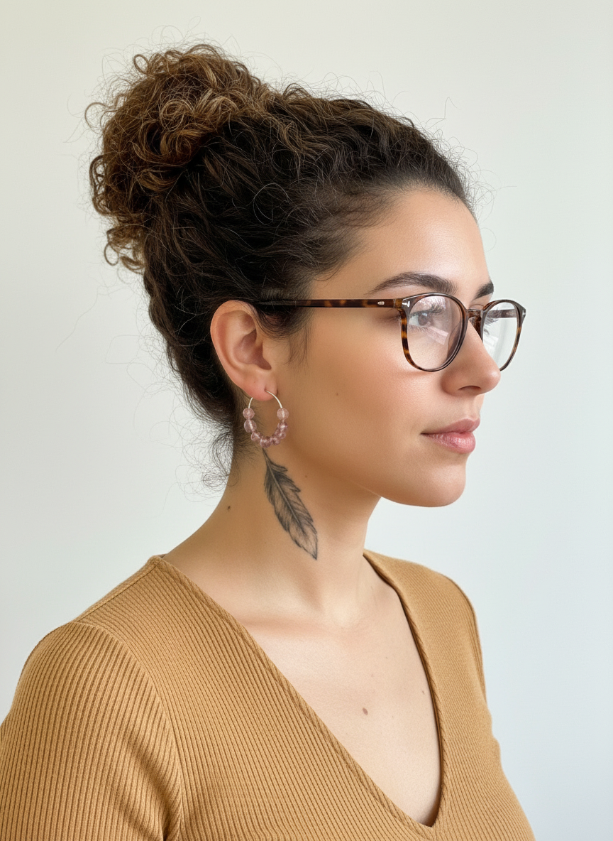 Amethyst Hoop Earrings - Sterling Silver Hypoallergenic