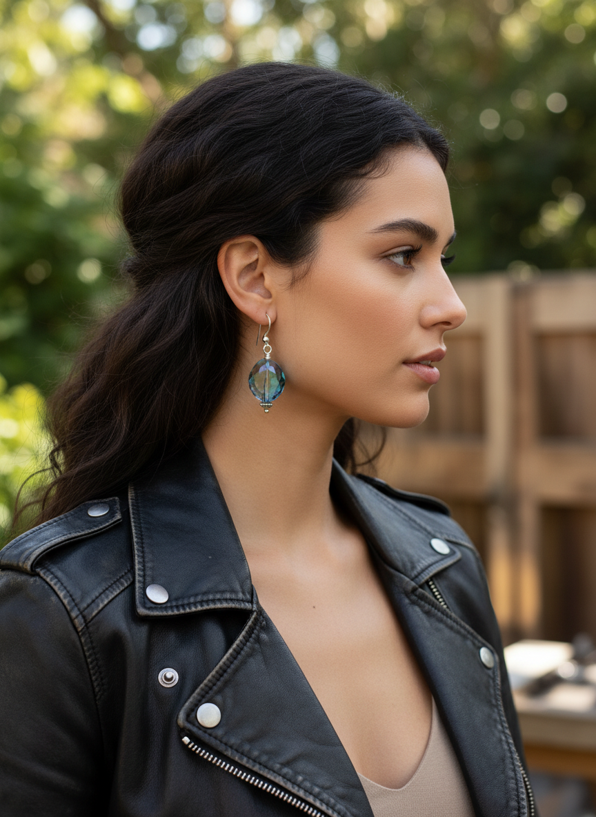 Blue Crystal Earrings - Sterling Silver Copper Hypoallergenic