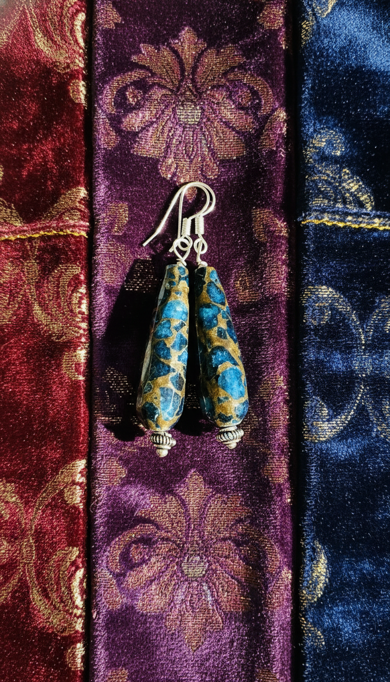 Chrysocolla Drop Earrings - Sterling Silver Handcrafted Gemstone Jewelry