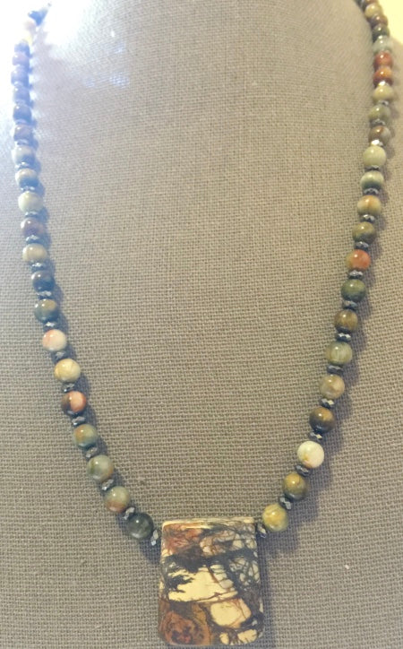 Necklace - Jasper - Hematite - One of Kind
