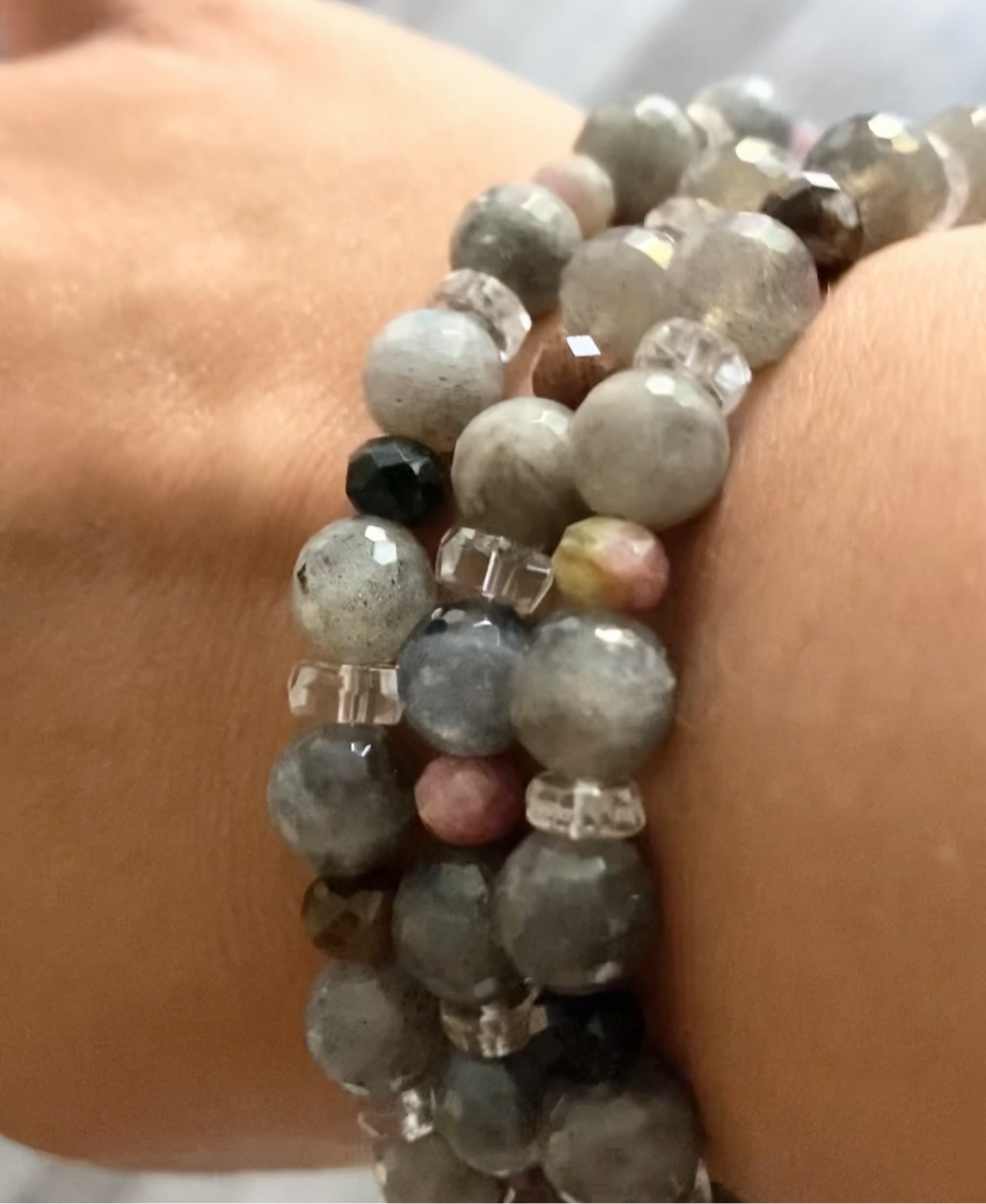 Labradorite, tourmaline, quartz Crystal, necklace. This can be worn as a bracelet. Treat yourself to some major bling bling! Show off your wardrobe's style and savvy